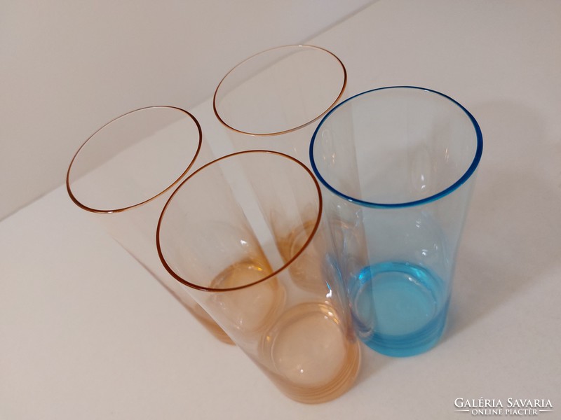 Retro üvegpohár régi pohár rózsaszín kék 4 db