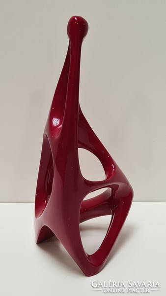 Turkish János Zsolnay in oxblood glaze / red eosin thinking figure