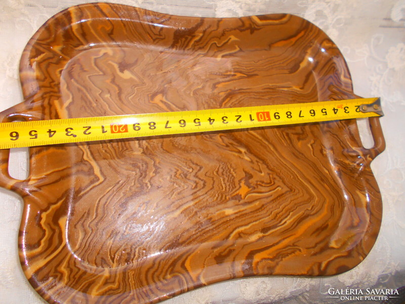 Thick glass tray with marble pattern