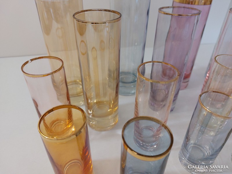 Retro színes pohár régi üvegpohár 25 db