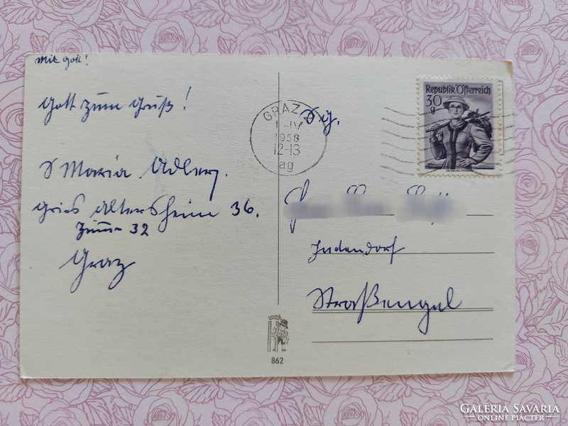 Régi képeslap 1958 vallási levelezőlap utolsó vacsora