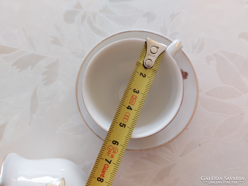 Régi játék porcelán kávés csésze tejkiöntő mini babakonyha kellék