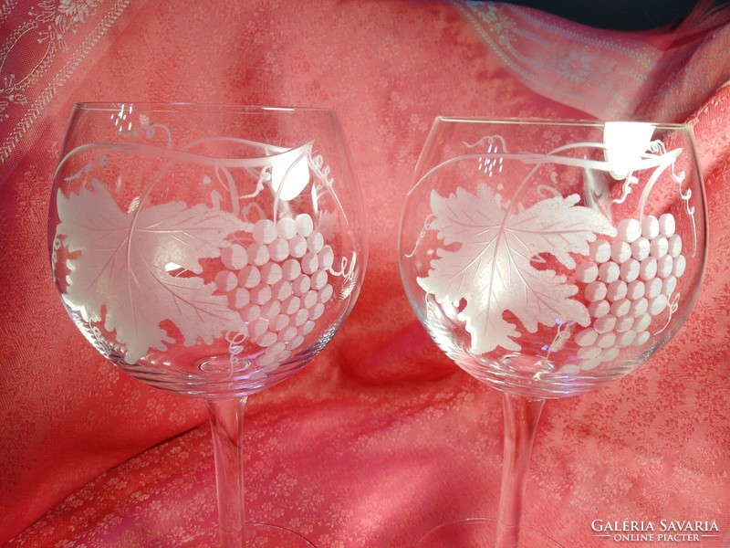 Polished glass stemmed wine glass with year and Zoli inscriptions