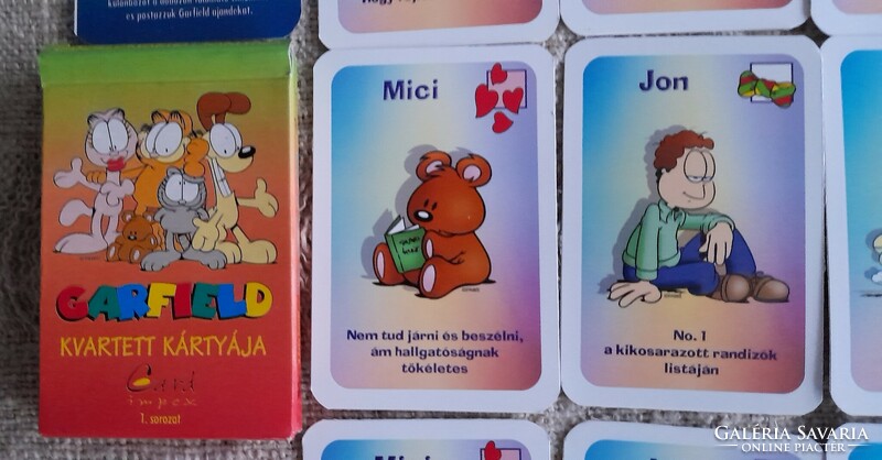 Retro Garfield kvartett gyerek kártyajáték