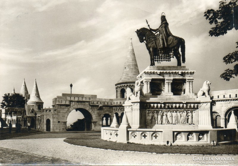 095 - futott képeslap, Budapest - Szent István szobor a Halászbástyával