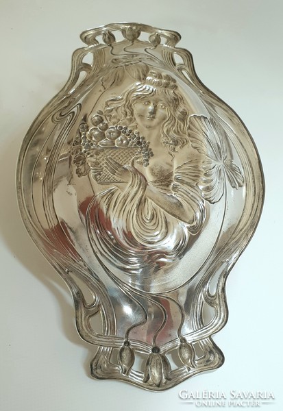 Silver-plated Art Nouveau serving tray, fruit bowl, centerpiece