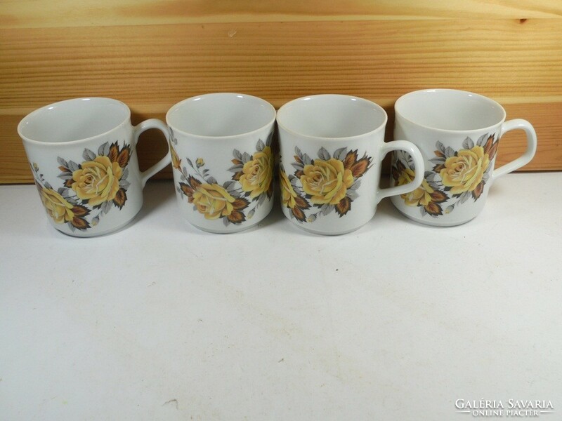 Porcelain mug cup set of 4 - flower with rose pattern