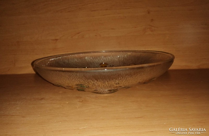 Yellow - green dotted glass serving bowl dia. 25.5 cm (6p)