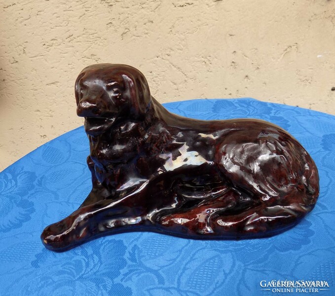 Glazed ceramic large dog figure 28 cm