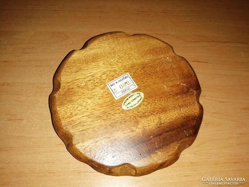 Fülöp szigeteken kézzel készült esztergált fa gyertyatartó átm. 15 cm (12/d)