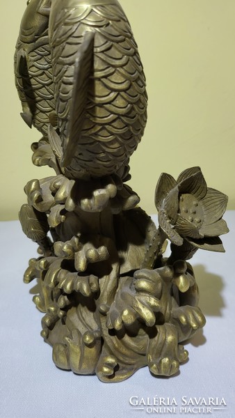 Chinese lucky carp antique copper statue