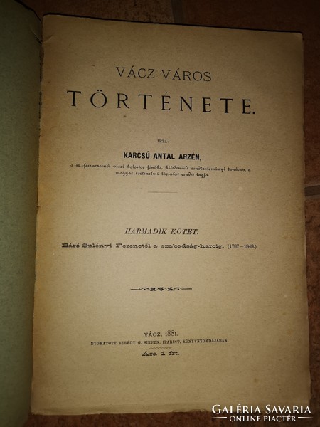 KARCSÚ Antal Arzén: Vácz város története.III., 1881