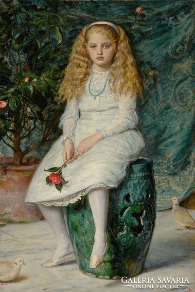 Millais - little girl with a rose - canvas reprint