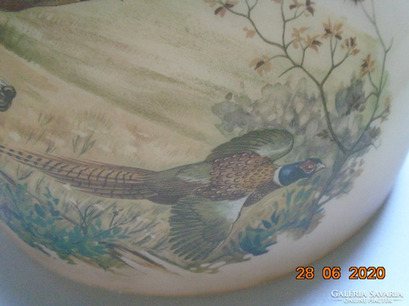1930 Handmade American opal glass lampshade pheasant hunting with English Vizsla pattern