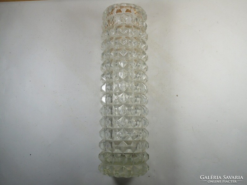 Retro régi rücskös üveg váza asztali dísz - kb. 1970-es évekből, magasság: 27 cm