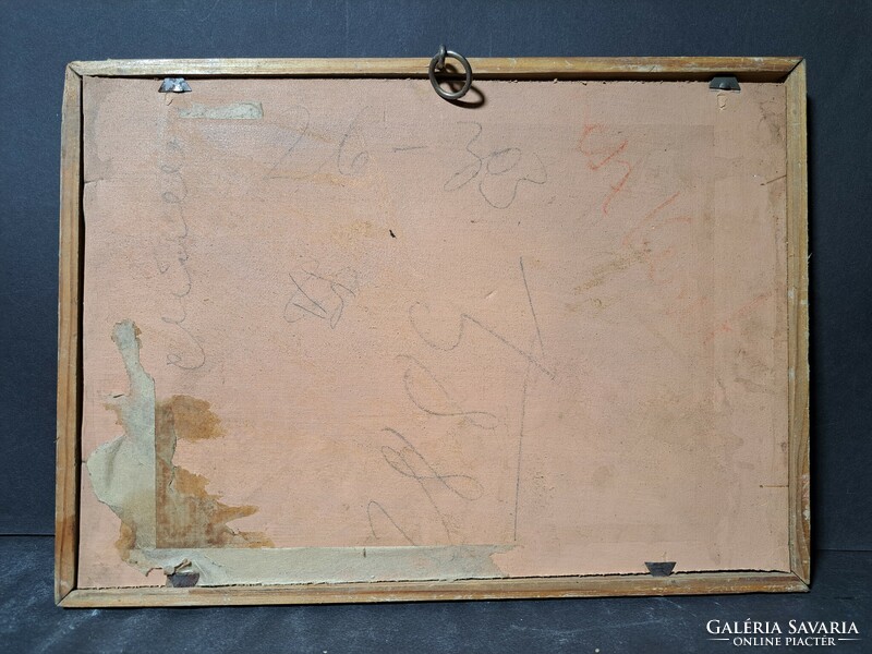 Tóparti tájkép, olaj karton (mérete kerettel 31x23 cm)