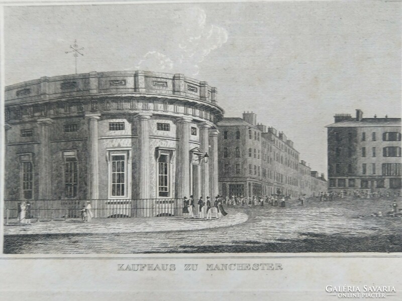 Manchester áruház. Eredeti acelmetszet ca.1843