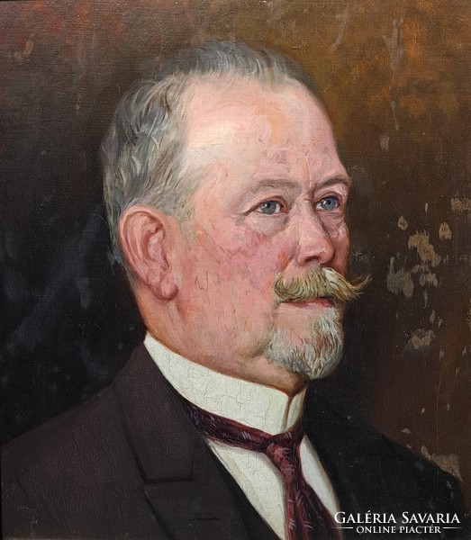 Male portrait (oil, cardboard, size with frame 50x44 cm)