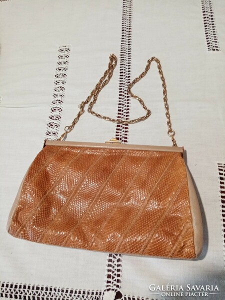Original jane shilton English beige - light brown art deco snakeskin bag - reticule