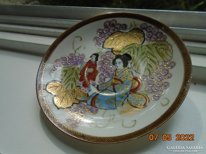Gold Enamel Mythical Size Kyoho Grape Pattern and Life Portrait Antique Japanese Eggshell Tea Set