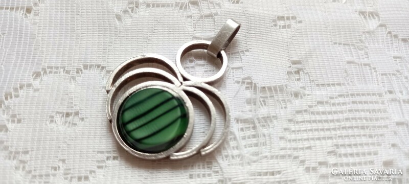 Silver pendant with glass insert
