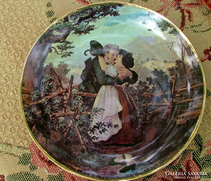 Csók jelenetes porcelán fali tányér