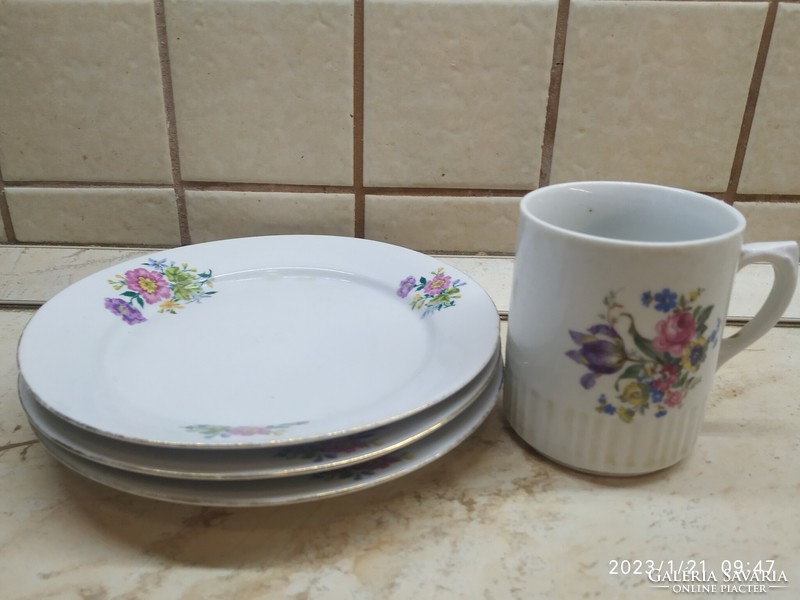 Alföldi porcelain cake plate 3 pcs + 1 glass, mug for sale!