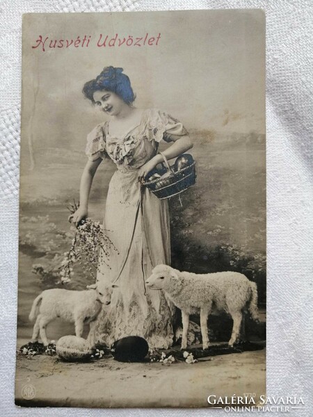 Antik képeslap-Húsvéti üdvözlőlap 1911