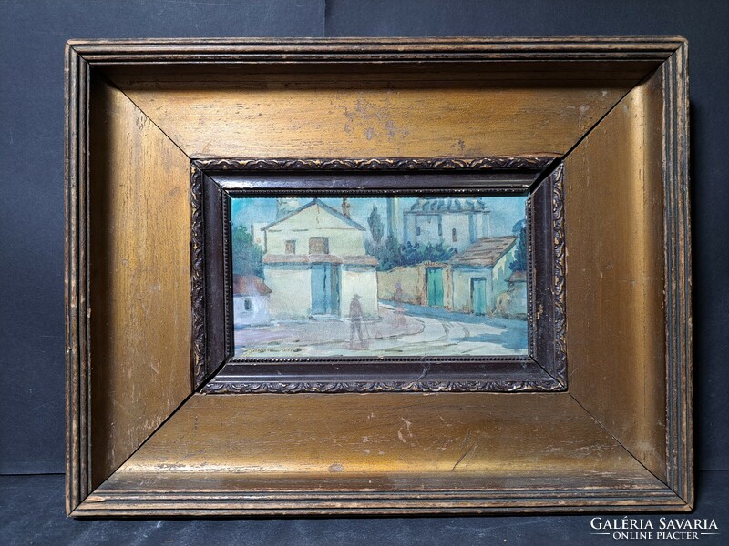 Isztambuli utcakép - antik akvarell, Eduard Kostyán, Kostyán Ede - Törökország