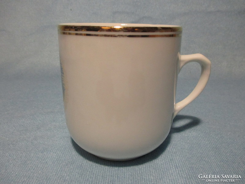 Czechoslovak Burgenland leather bore with stork pattern, cup