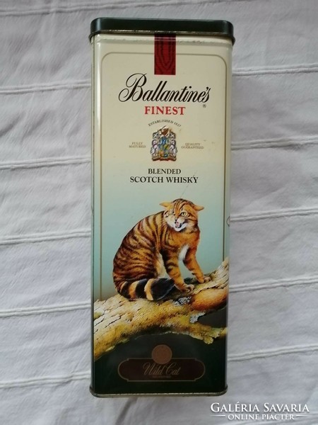 Metal ballantines whiskey box _wild cat
