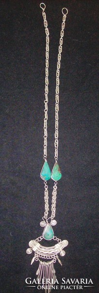 Handmade silver-plated necklace with semi-precious stones.