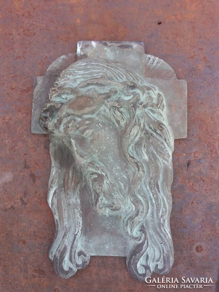 Régi öntött bronz jézus fej