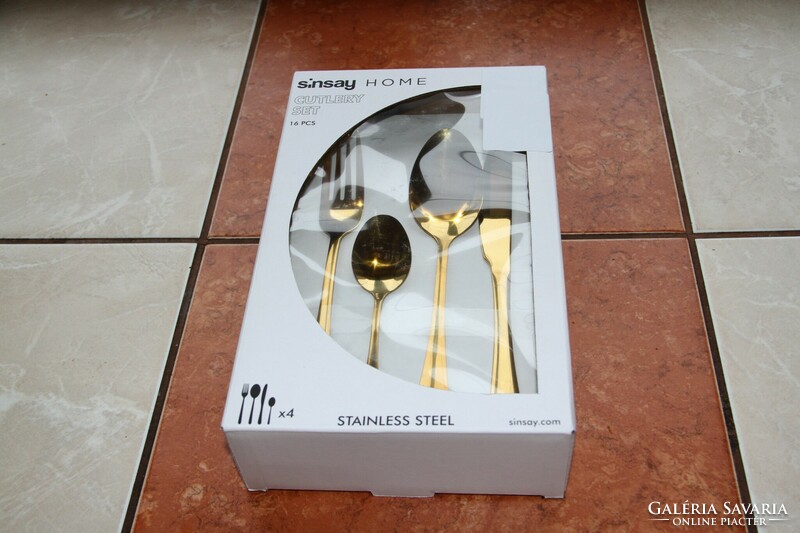 Sinsay bright gold color 16 pcs. Cutlery set in box