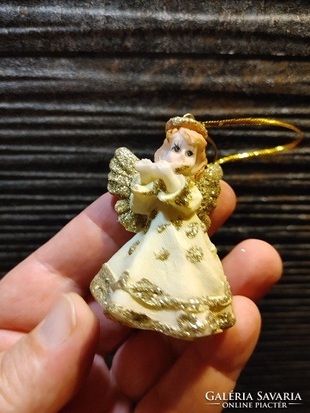 Flute-playing angel Christmas tree ornament