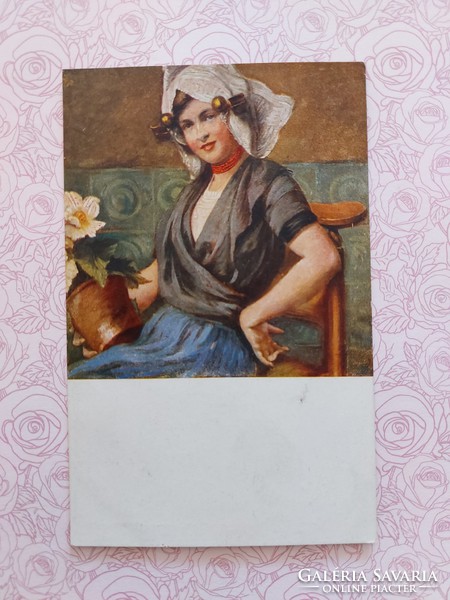 Old postcard Hungarian art postcard innocent: brigitta