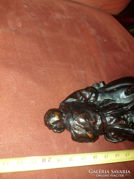 Antique bronze statue, Hungarian man wrestling with giant salamanders, missing. 20 cm high
