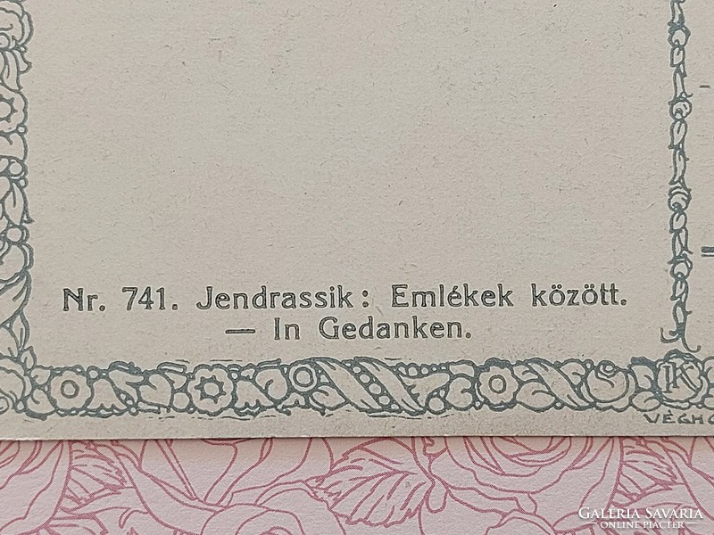 Old postcard Hungarian art postcard among Jendrassik memories