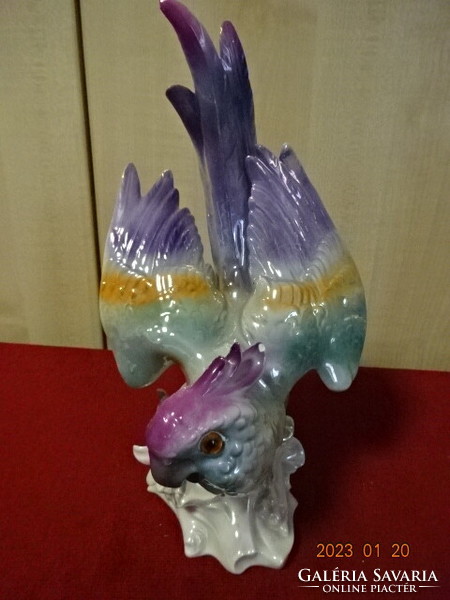 Orosz porcelán figura, színes papagáj, 25 cm magas. Vanneki! Jókai.