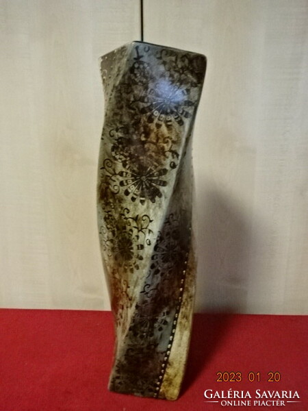 Hungarian ceramic vase, twisted, hand-painted, 40.5 cm high. He has! Jokai.
