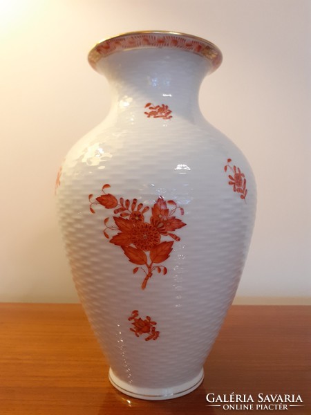 Old Herend porcelain vase with apponyi orange chinese bouquet rust basket pattern