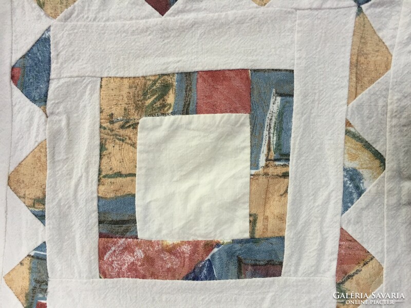 Linen, patchwork decorative cushion cover, handmade, 39 x 35 cm