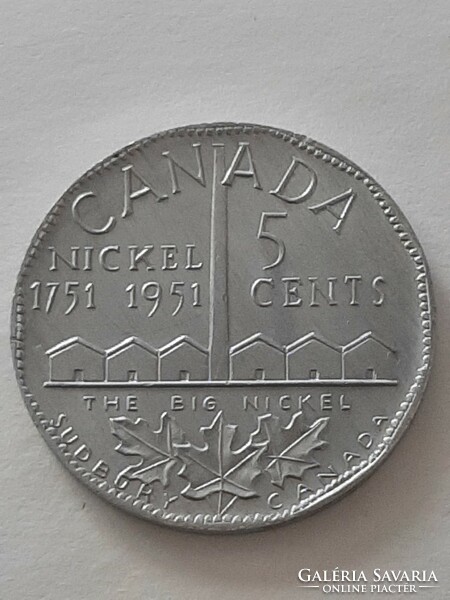 Hatalmas Canada Nickel 5 cent  1751 - 1951  aluminium