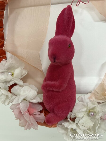 Easter velvet bunny wreath door ornament rabbit decoration