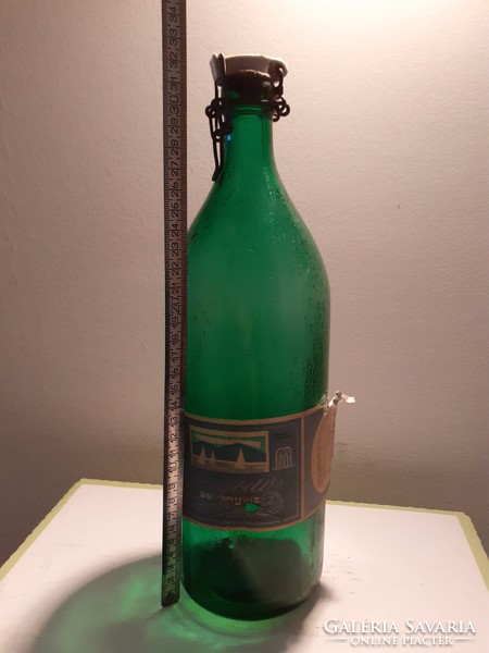 Retro Fonyód mineral water buckle bottle with old labeled water bottle