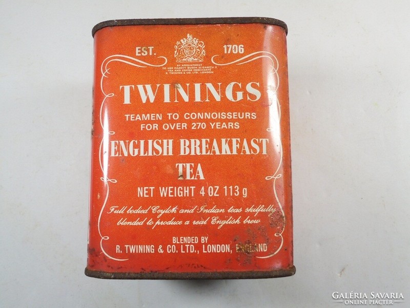 Retro English tea metal box metal tin box - twinings English breakfast tea - 1970s