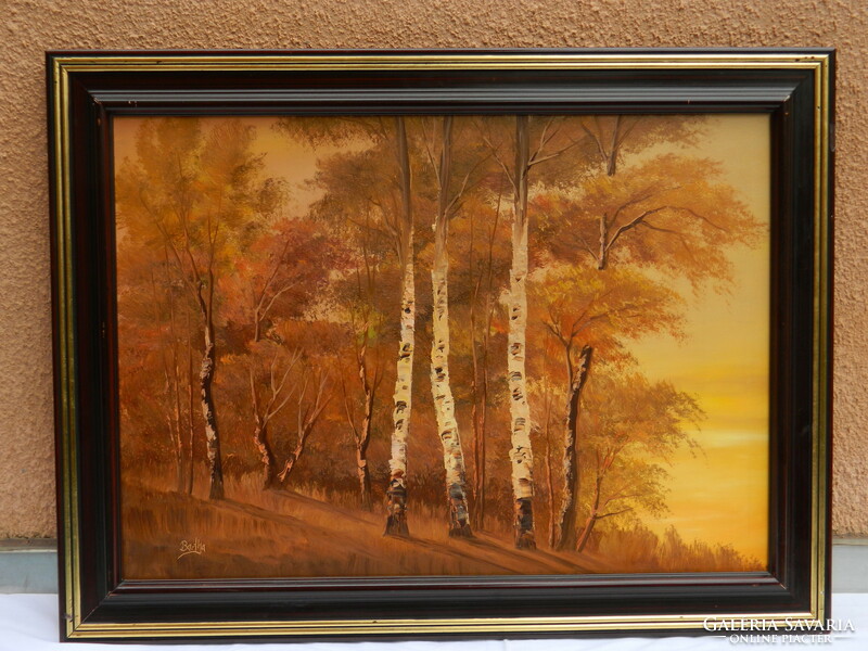 Barta Tíbor - Alkony az erdőben , olaj festmény