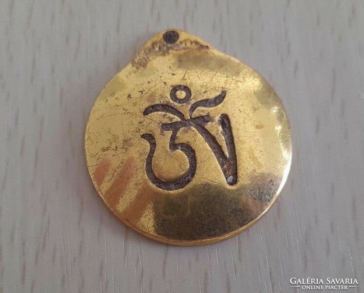 Antik Régi aranyozott fém tibeti amulett  medál Nepál nepáli