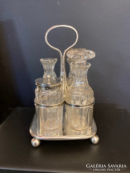 Art deco style oil and vinegar holder with silver frame (02)