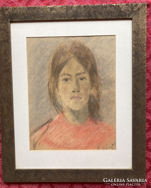 Pastel portrait of a young girl